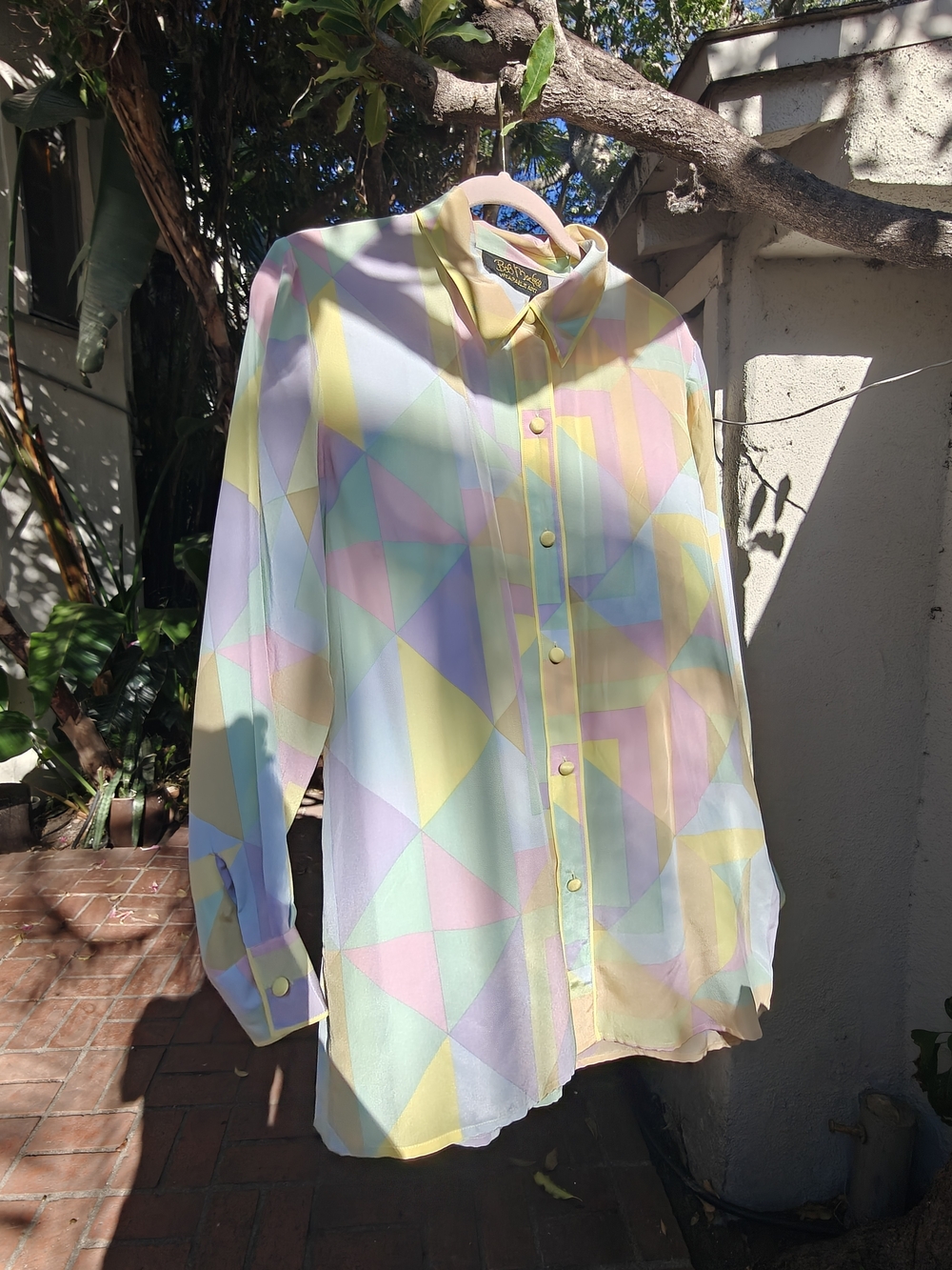 Pastel Bob Mackie Geometric Button-Up Shirt - Women's Long Sleeve